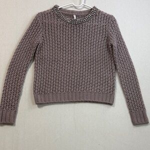 Willow & Clay Beaded Neck Knit Sweater - Dusty Purple